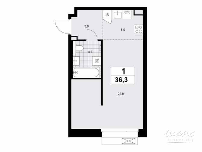 1-к квартира, 36.3 м², этаж 6/8 Москва - изображение 3
