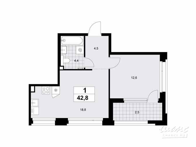 1-к квартира, 42.8 м², этаж 2/8 Москва - изображение 3