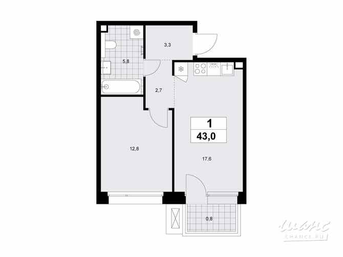 1-к квартира, 43 м², этаж 2/6 Москва - изображение 3