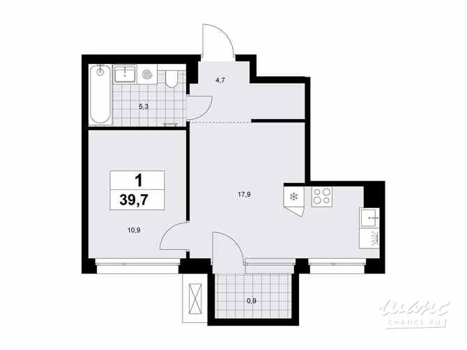 1-к квартира, 39.7 м², этаж 5/8 Москва - изображение 3